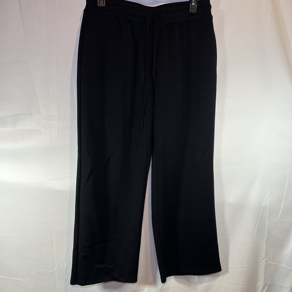 Women's XL Black French Terry Wide-Leg Sweat‎ Pants Slip On Soft Comfortable